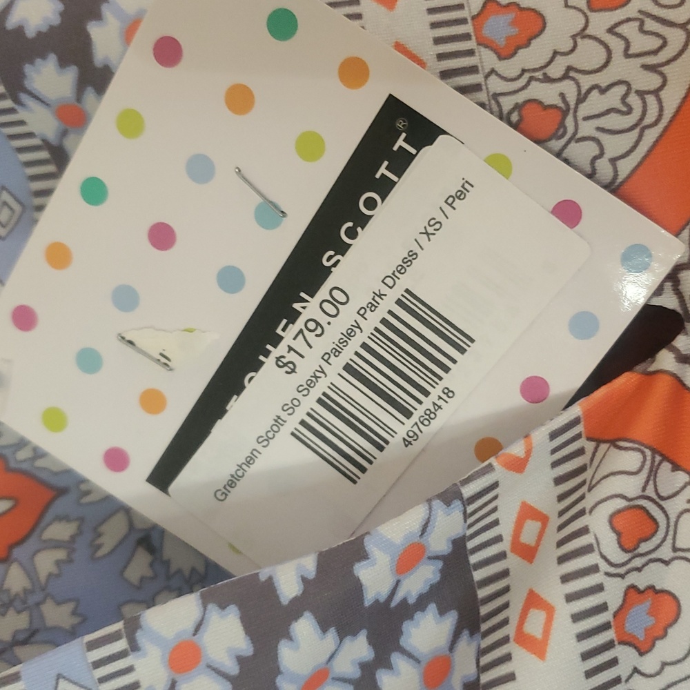 NWT Gretchen Scott So Sexy Paisley Park Dress Size XS V-Neck Mini Elastic Waist - Picture 3 of 10